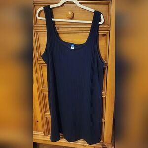 Womens Plus Size  Navy Blue Sleeveless Ribbed Mini Dress